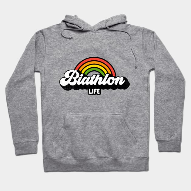 Groovy Rainbow Biathlon Life Hoodie by rojakdesigns